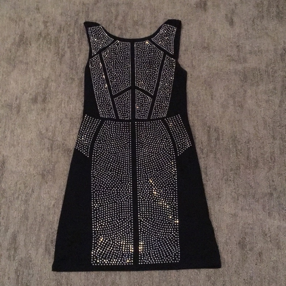 Black rhinestoned cocktail dresss